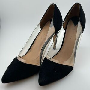 Leith Clear d’Orsay Black Leather Women's Heels